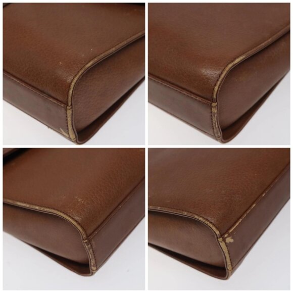 Burberrys Shoulder Bag Leather Brown Gold Auth